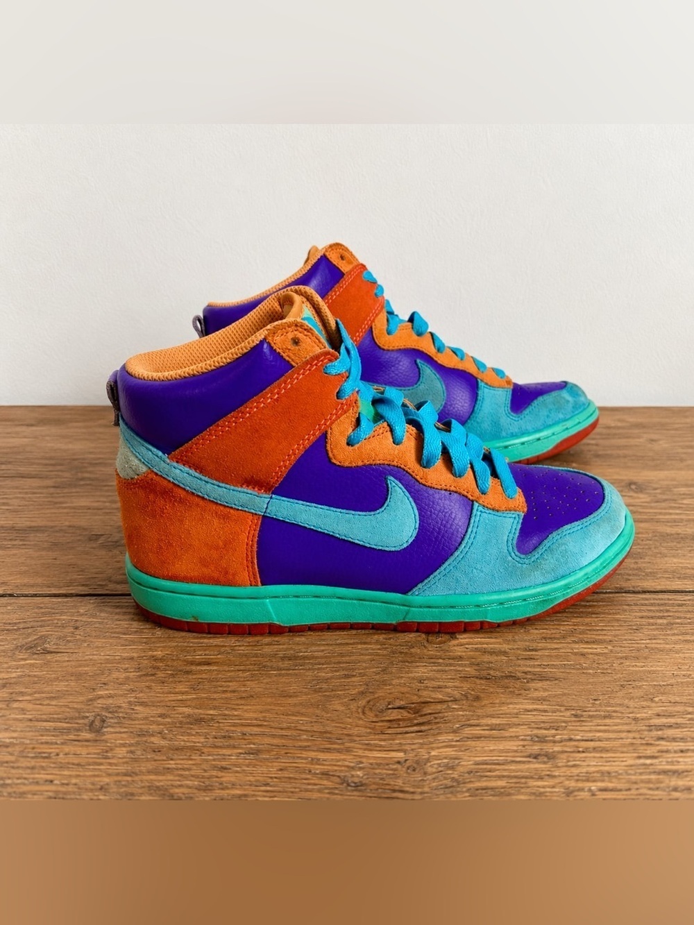 NIKE Dunk High sneakers 6.0 ‘Pure Purple Cyan Coral’ women’s sz 6 GOAT rare 2008